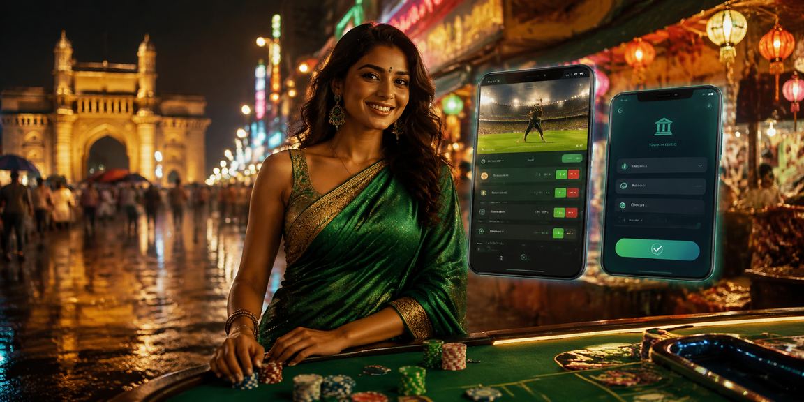 Indian woman betting on mobile sports app in Mumbai